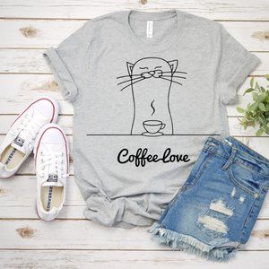 Cats coffee Smelling T-shirt | cat gifts ladies